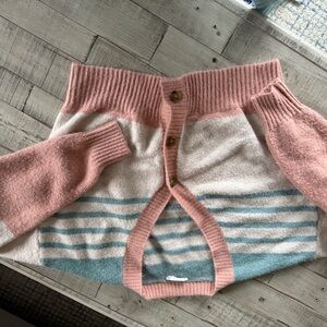 Altar’d State barely worn Chic Pink and Cream cropped Cardigan with Blue Stripes
